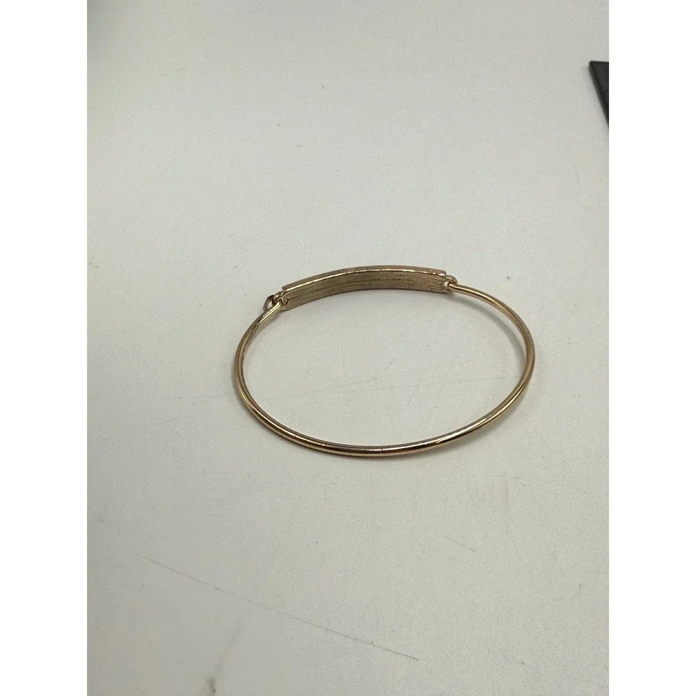 Rose Gold Tone Glitter Bar Hook Bangle Bracelet Minimalist Shimmer Jewelry